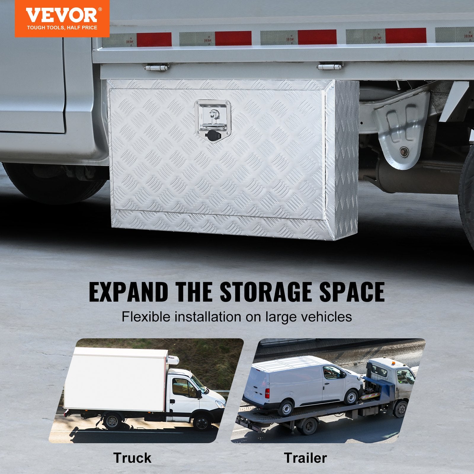 Bicycle Stands & Storage: VEVOR Underbody Truck Box, 30"×14"×16" Pickup Storage Box, Heavy Duty Aluminum Diamond Plate Tool Box with Lock and Keys, Waterproof Trailer Storage Box with T-Handle Latch for Truck, Van, Trailer