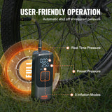 Automotive Gauges: VEVOR Tire Inflator Portable Air Compressor, 150 PSI Electric Air Pump, 4000mAh Rechargeable Tire Pump with Auto-Off Function, LCD Pressure Gauge, 3 Nozzles, LED Light for Car Motorcycle Bike Ball