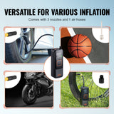 Automotive Gauges: VEVOR Tire Inflator Portable Air Compressor, 150 PSI Electric Air Pump, 4000mAh Rechargeable Tire Pump with Auto-Off Function, LCD Pressure Gauge, 3 Nozzles, LED Light for Car Motorcycle Bike Ball
