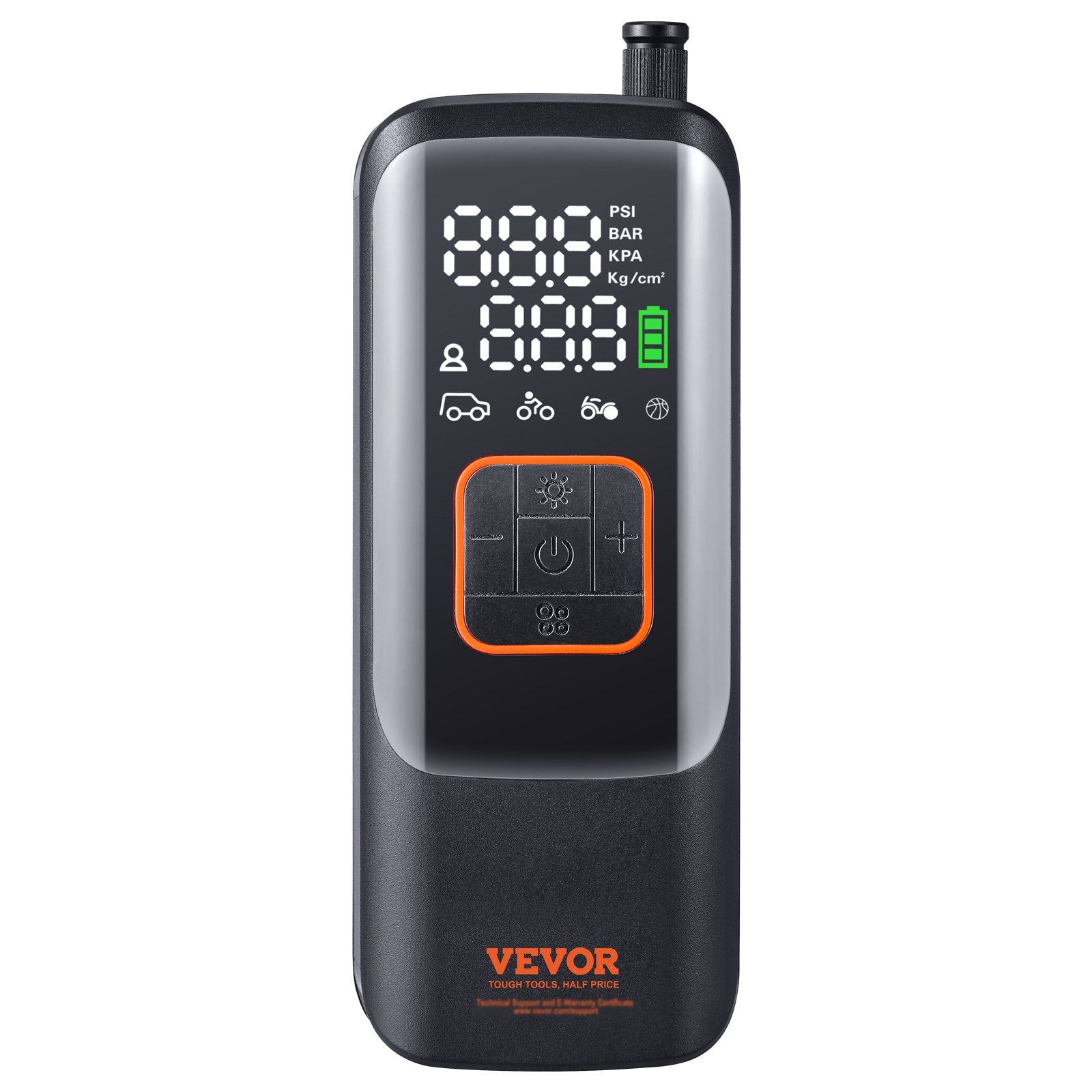 Automotive Gauges: VEVOR Tire Inflator Portable Air Compressor, 150 PSI Electric Air Pump, 4000mAh Rechargeable Tire Pump with Auto-Off Function, LCD Pressure Gauge, 3 Nozzles, LED Light for Car Motorcycle Bike Ball