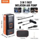 Basketball & Basketball Accessories: VEVOR Tire Inflator Portable Air Compressor, Dual-Cylinder & 12000mAh Rechargeable Air Pump, 30s Fast Inflation Tire Pump with Auto-Off, LCD Pressure Gauge for Car Motorcycle Bike Ball