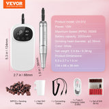 Nail Care: VEVOR Electric Rechargeable Nail Drill, 35,000RPM Portable Cordless Nail E File Machine, LCD-Display Acrylic Gel Grinder Tool with 6 Bits and 50PCS Sanding Bands for Manicure Pedicure Carve Polish