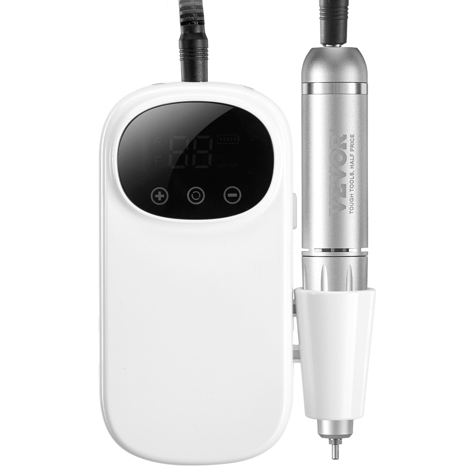 Nail Care: VEVOR Electric Rechargeable Nail Drill, 35,000RPM Portable Cordless Nail E File Machine, LCD-Display Acrylic Gel Grinder Tool with 6 Bits and 50PCS Sanding Bands for Manicure Pedicure Carve Polish