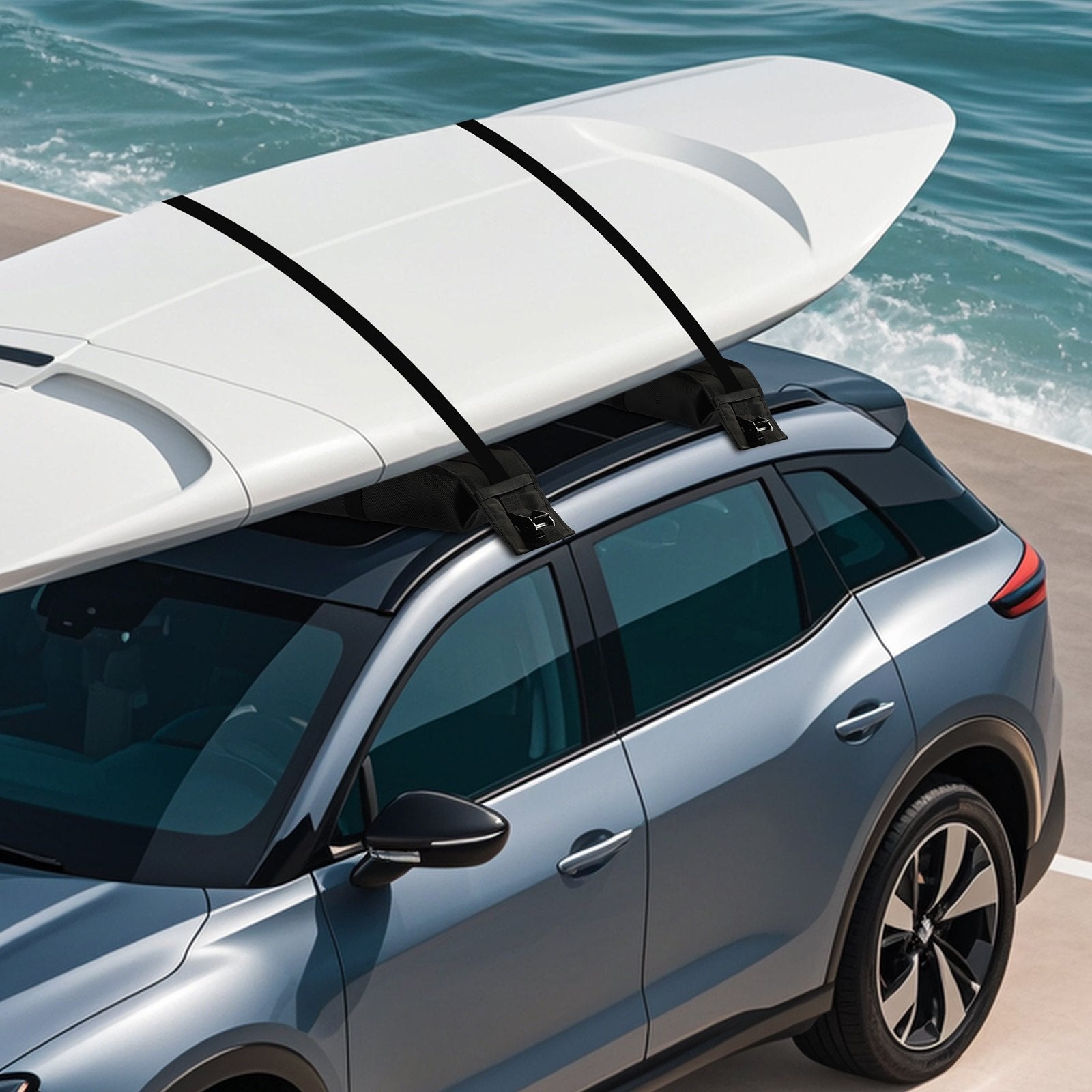 Boating Accessories: VEVOR Soft Roof Rack Pads 33in 176lbs Load Capacity for Kayak Canoe Surfboard Luggage