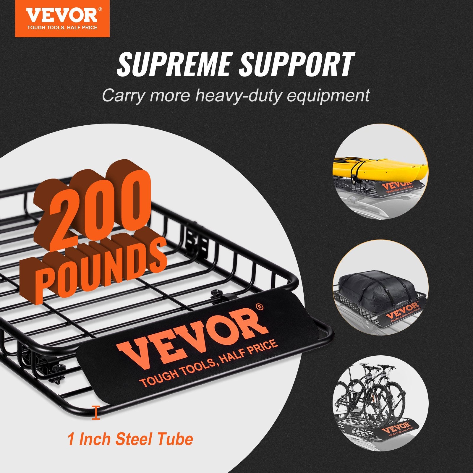 Clothing & Wardrobe Storage: VEVOR Roof Rack Cargo Basket 200 LBS Capacity 46"x36"x4.5" for SUV Truck Cars