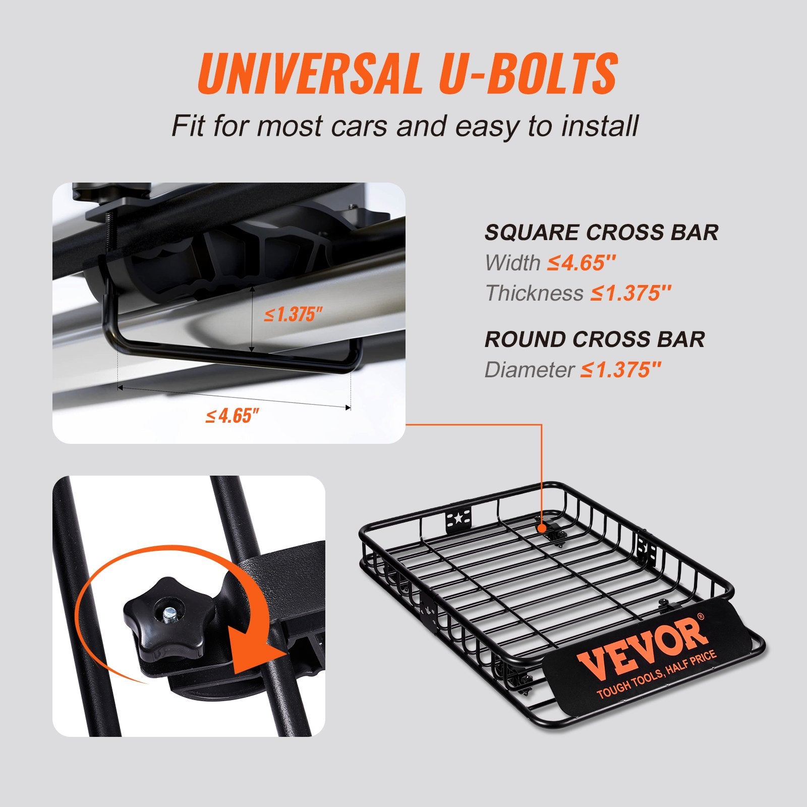Clothing & Wardrobe Storage: VEVOR Roof Rack Cargo Basket 200 LBS Capacity 46"x36"x4.5" for SUV Truck Cars