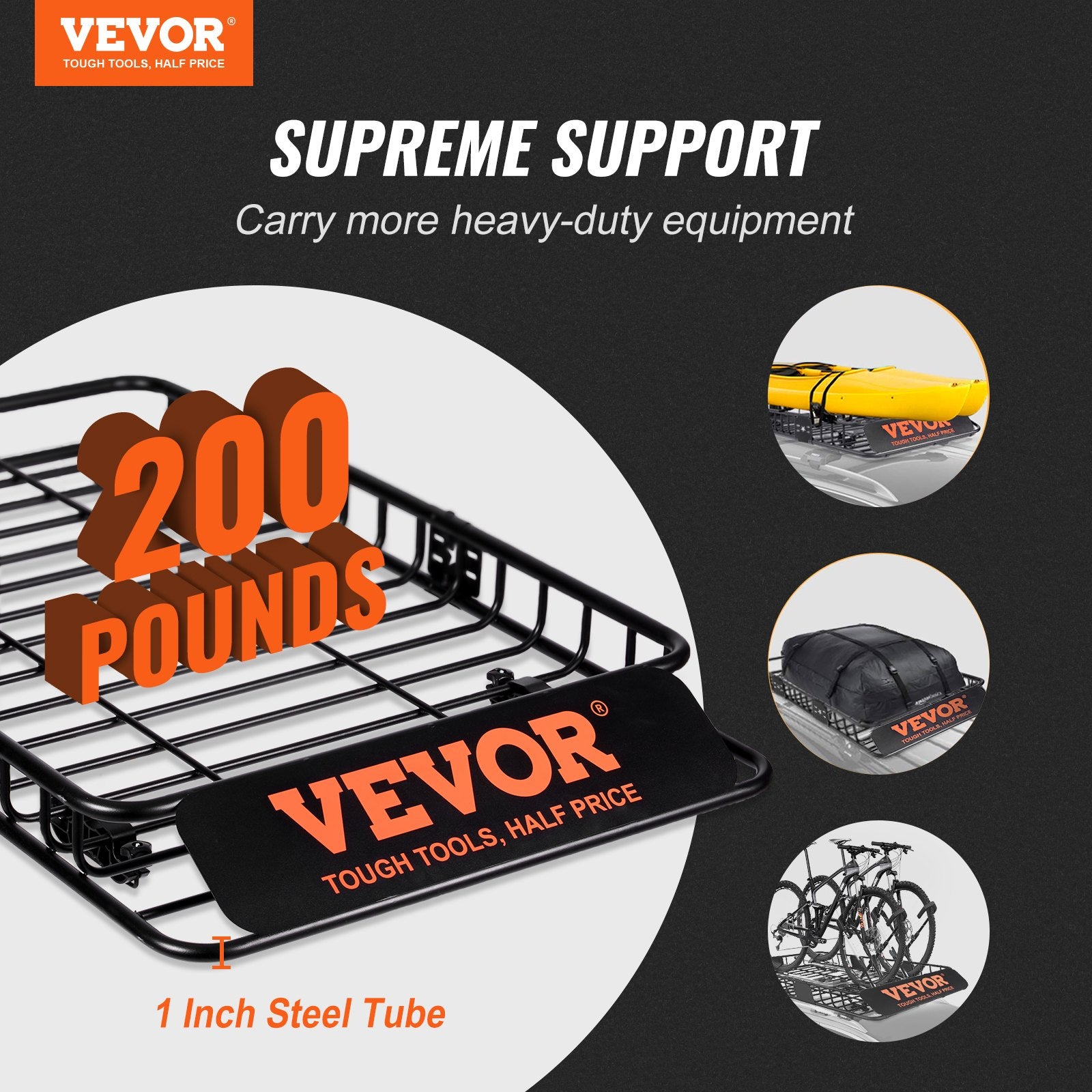 Automotive Parts: VEVOR Roof Rack Cargo Basket 200 LBS Capacity Extension 64"x39"x6" for SUV Truck