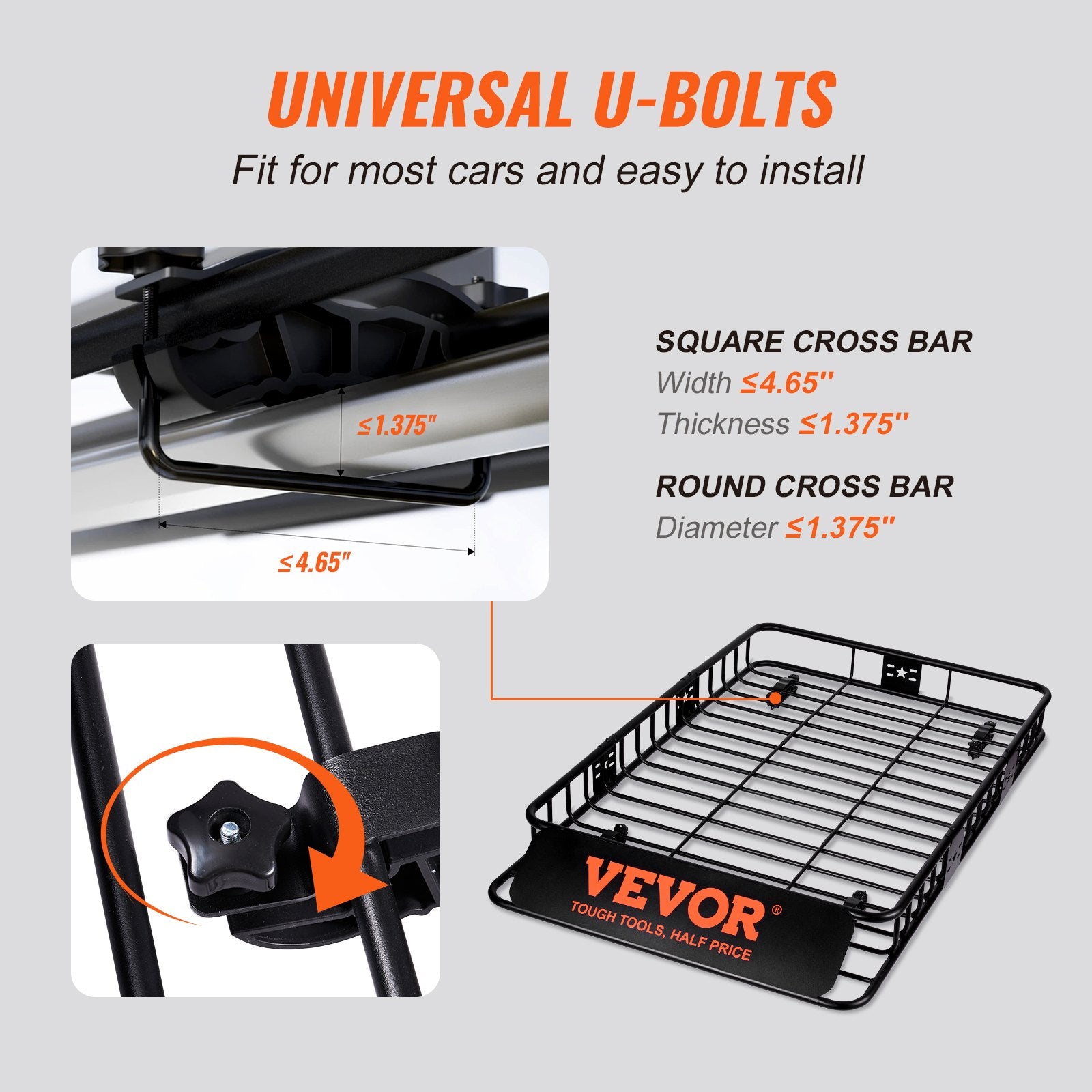 Automotive Parts: VEVOR Roof Rack Cargo Basket 200 LBS Capacity Extension 64"x39"x6" for SUV Truck
