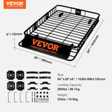 Automotive Parts: VEVOR Roof Rack Cargo Basket 200 LBS Capacity Extension 64"x39"x6" for SUV Truck