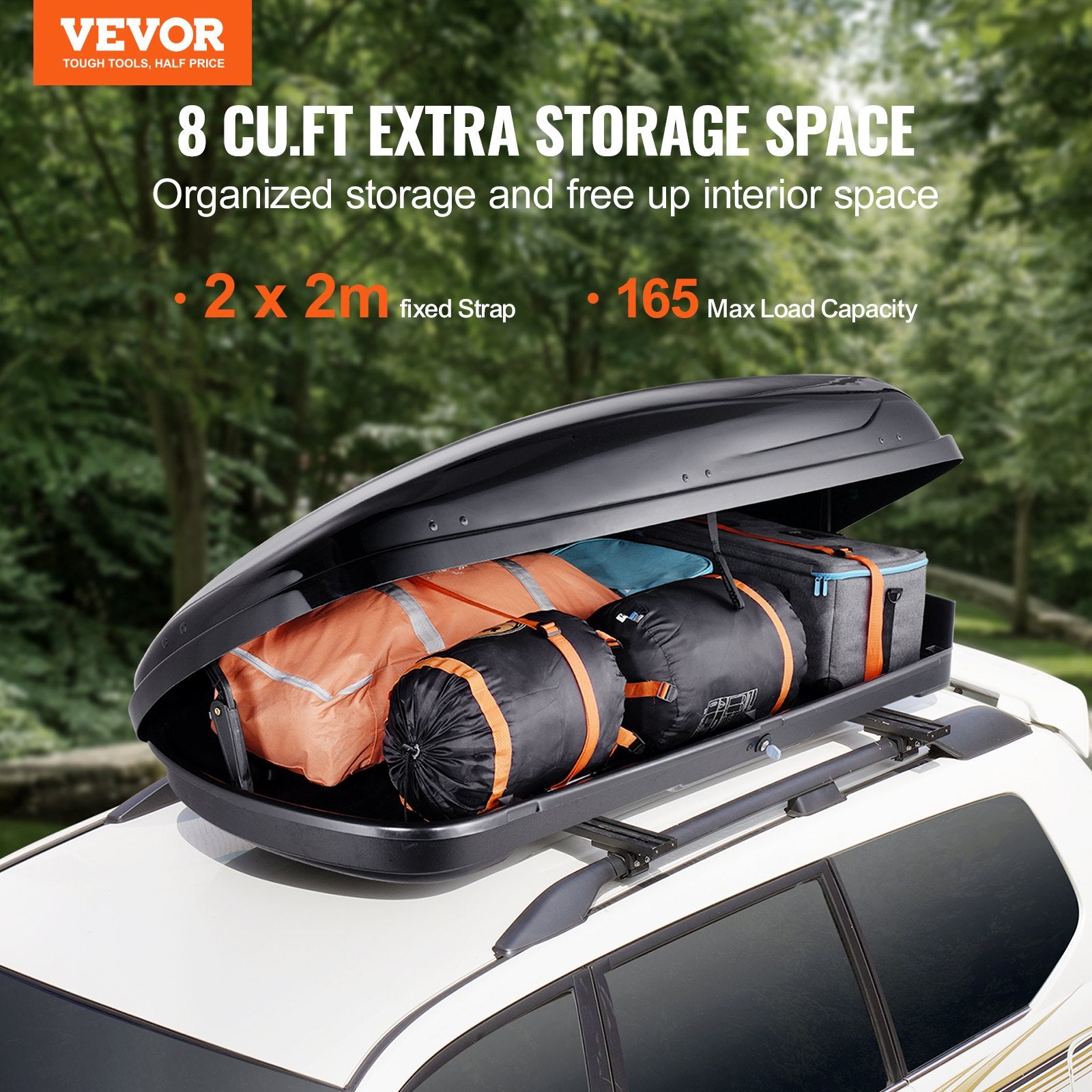 Caravan Accessories: VEVOR Rooftop Cargo Carrier 220 L Luggage Storage Box ABS for SUVs Cars