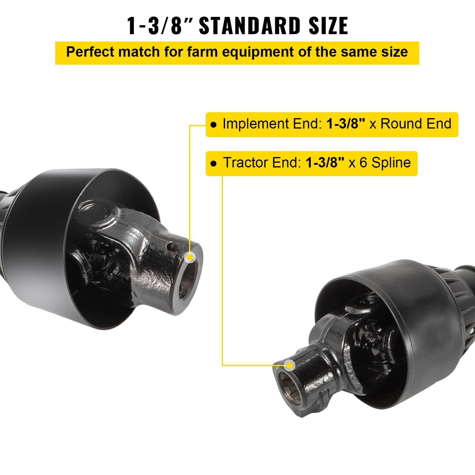 PTO Shaft PTO Drive Shaft 1-3/8" x 6 Spline Ends Round End T4 43"-61"