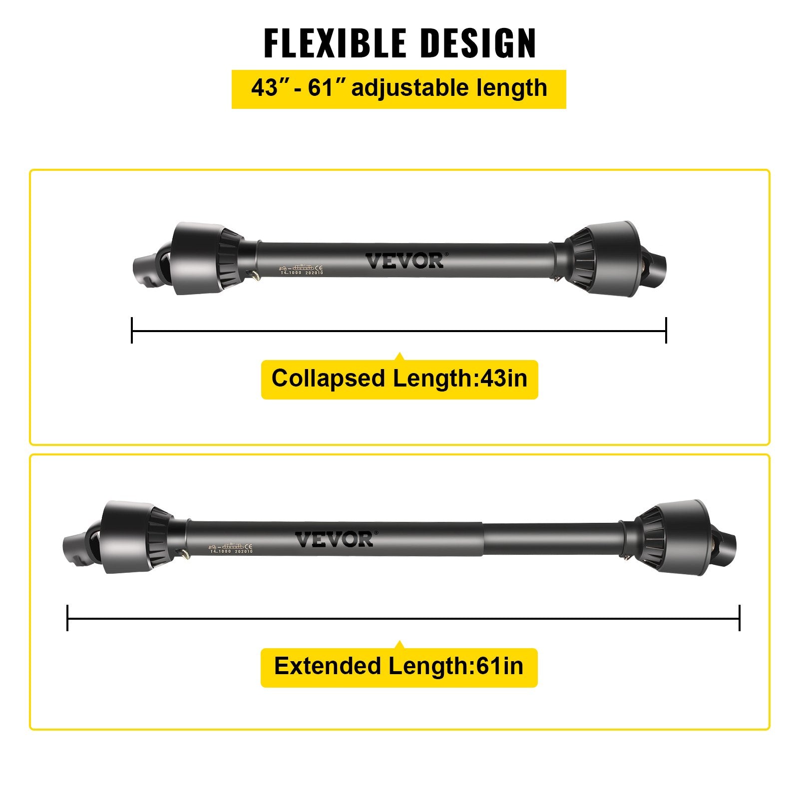 PTO Shaft PTO Drive Shaft 1-3/8" x 6 Spline Ends Round End T4 43"-61"