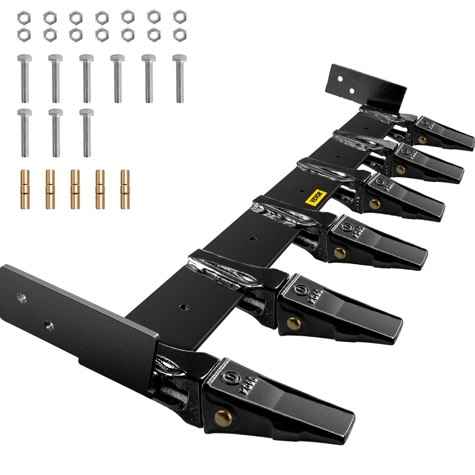 Bucket Tooth Bar, 48in Inside Bucket Width Tractor Bucket Teeth, 9.84in Teeth Space Tooth Bar for Loader Bucket 23TF, Bolt on Tooth Bucket Enables Penetration of Compacted Soil