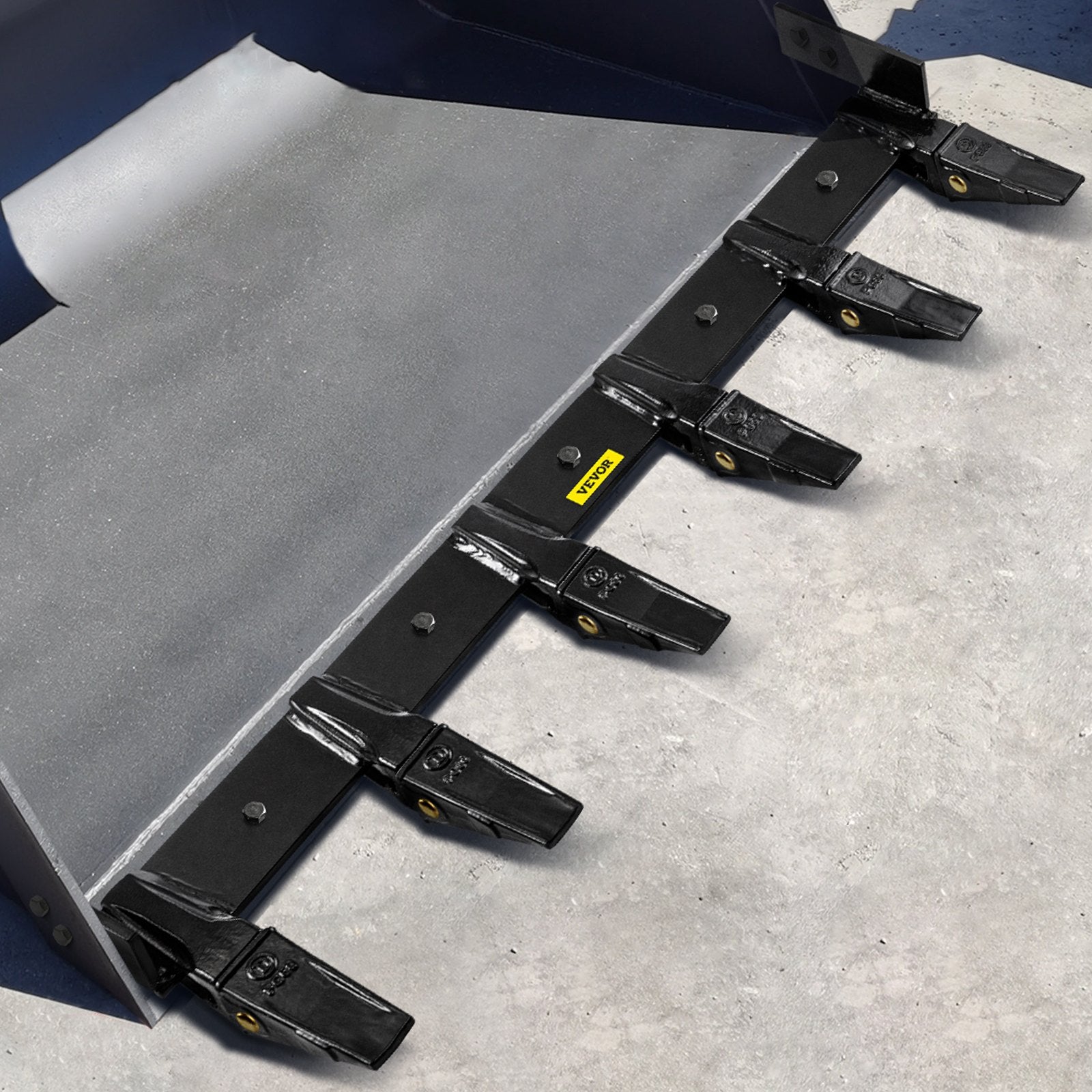 Bucket Tooth Bar, 48in Inside Bucket Width Tractor Bucket Teeth, 9.84in Teeth Space Tooth Bar for Loader Bucket 23TF, Bolt on Tooth Bucket Enables Penetration of Compacted Soil