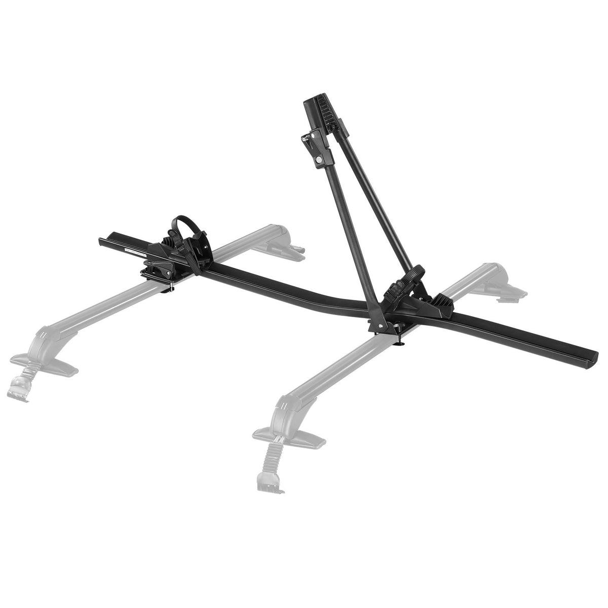 Roof Bike Rack, 15 kg Capacity, Upright Roof Mount Bicycle Rack with Secure Locking System for Most Standard Crossbars, Aluminum Upright Rooftop Bike Rack, 1 Bike Carrier for Car SUV, Black