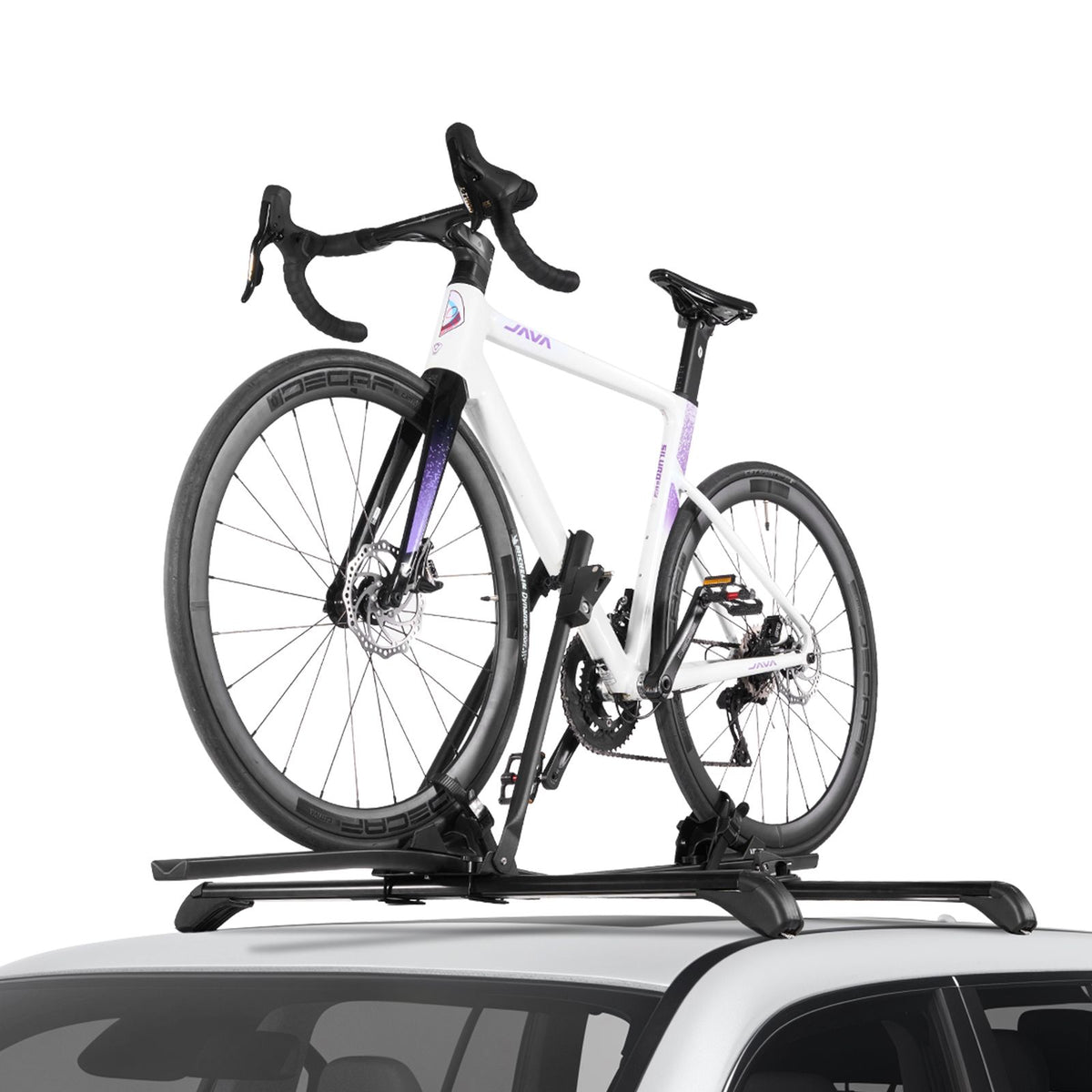 Roof Bike Rack, 15 kg Capacity, Upright Roof Mount Bicycle Rack with Secure Locking System for Most Standard Crossbars, Aluminum Upright Rooftop Bike Rack, 1 Bike Carrier for Car SUV, Black
