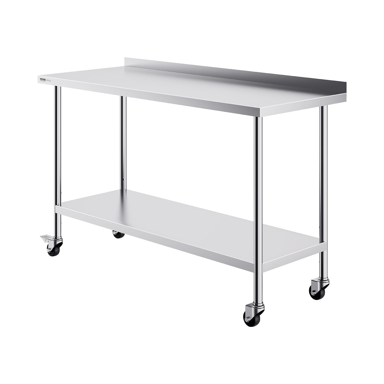 Basketball & Basketball Accessories: VEVOR 24 x 60 x 40 Inch Stainless Steel Work Table, Commercial Food Prep Worktable with Casters, Heavy Duty Prep Worktable, Metal Work Table with Adjustable Height for Restaurant, Home and Hotel
