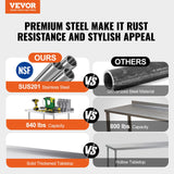 Basketball & Basketball Accessories: VEVOR 24 x 60 x 40 Inch Stainless Steel Work Table, Commercial Food Prep Worktable with Casters, Heavy Duty Prep Worktable, Metal Work Table with Adjustable Height for Restaurant, Home and Hotel