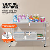 Basketball & Basketball Accessories: VEVOR 24 x 60 x 40 Inch Stainless Steel Work Table, Commercial Food Prep Worktable with Casters, Heavy Duty Prep Worktable, Metal Work Table with Adjustable Height for Restaurant, Home and Hotel