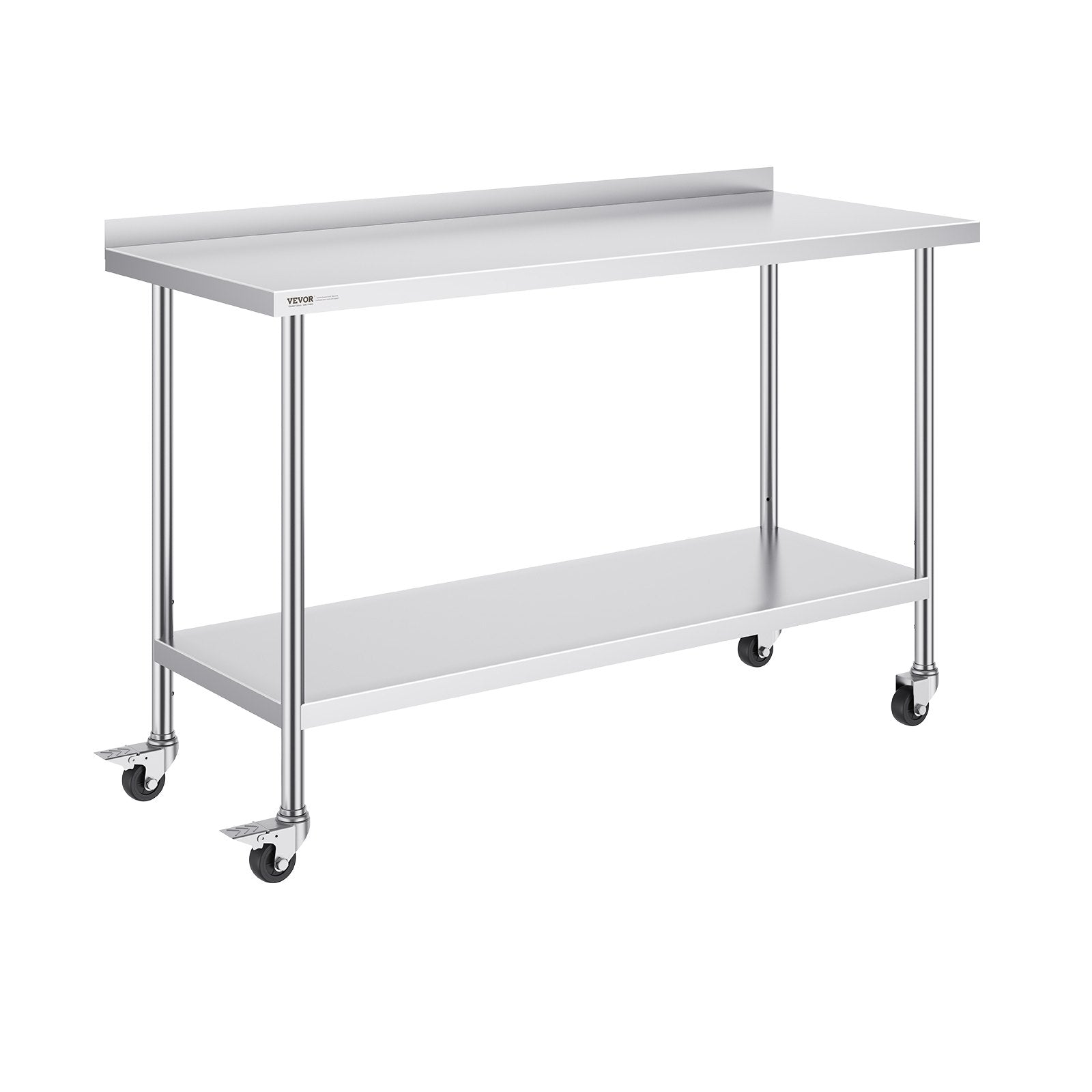 Basketball & Basketball Accessories: VEVOR 24 x 60 x 40 Inch Stainless Steel Work Table, Commercial Food Prep Worktable with Casters, Heavy Duty Prep Worktable, Metal Work Table with Adjustable Height for Restaurant, Home and Hotel