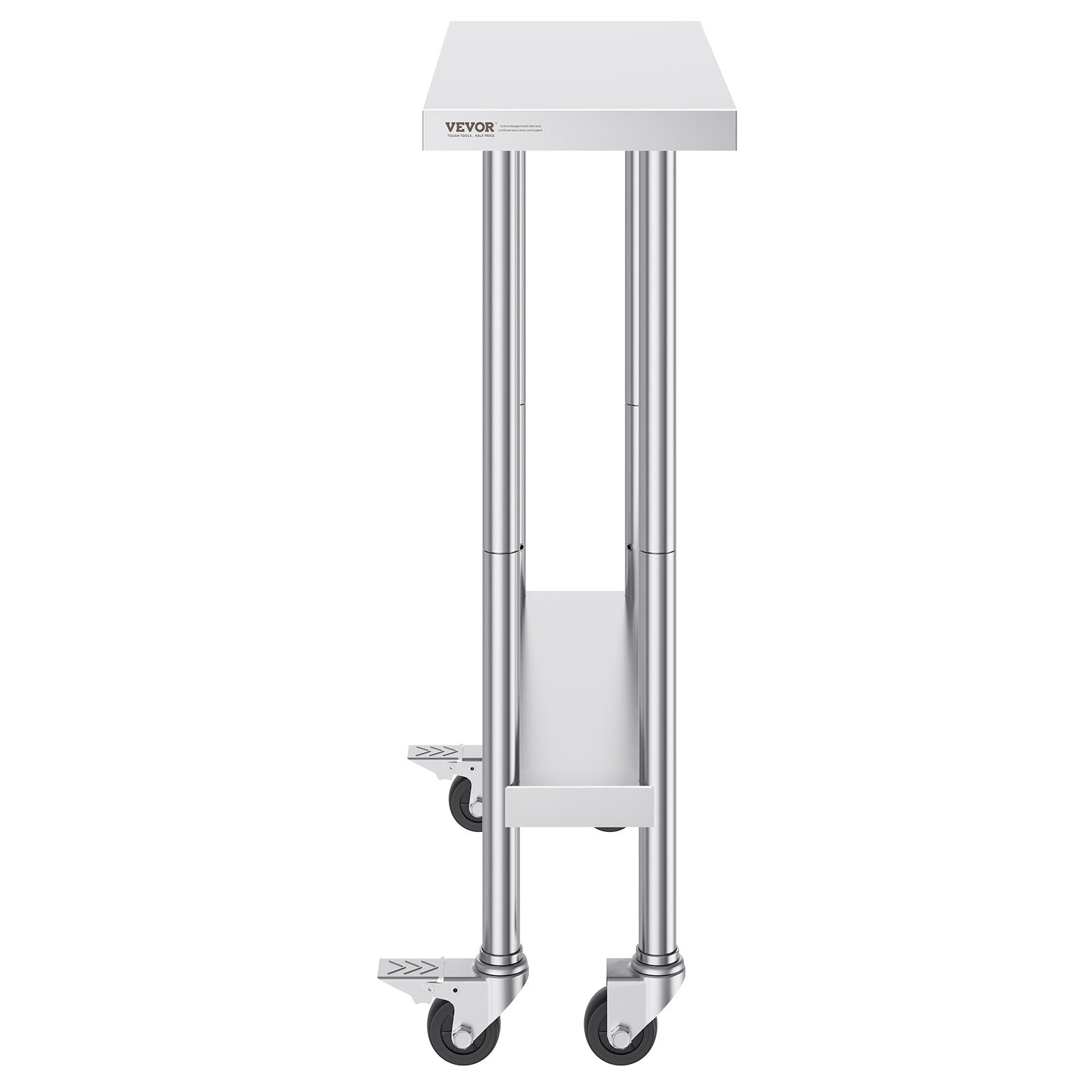 Dining Tables: VEVOR Stainless Steel Work Table 30 x 12 x 38 Inch, with 4 Wheels, 3 Adjustable Height Levels, Heavy Duty Food Prep Worktable for Commercial Kitchen Restaurant, Silver