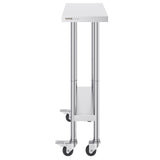 Dining Tables: VEVOR Stainless Steel Work Table 30 x 12 x 38 Inch, with 4 Wheels, 3 Adjustable Height Levels, Heavy Duty Food Prep Worktable for Commercial Kitchen Restaurant, Silver