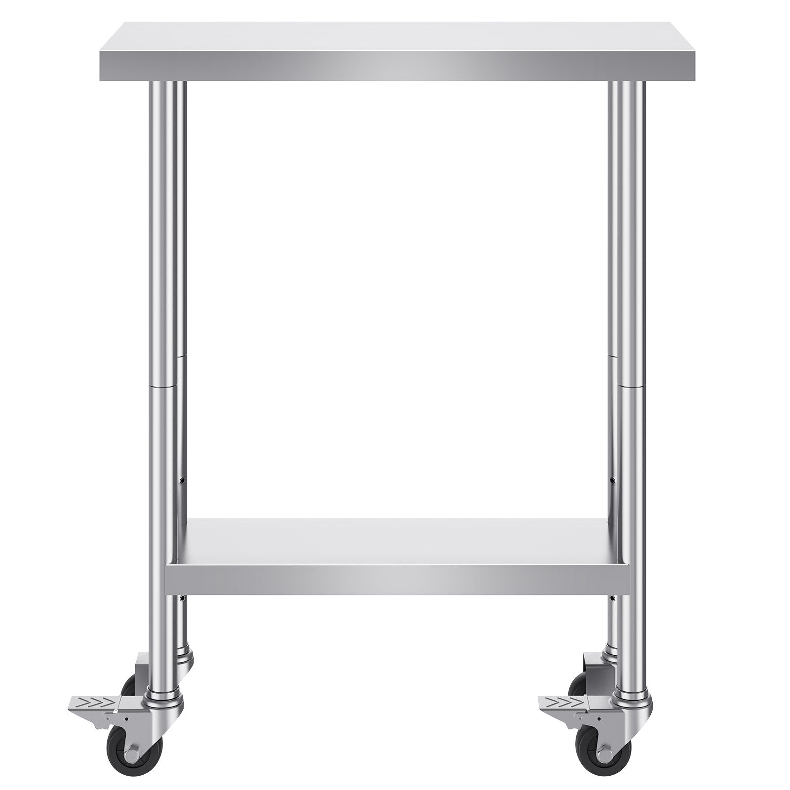 Dining Tables: VEVOR Stainless Steel Work Table 30 x 12 x 38 Inch, with 4 Wheels, 3 Adjustable Height Levels, Heavy Duty Food Prep Worktable for Commercial Kitchen Restaurant, Silver