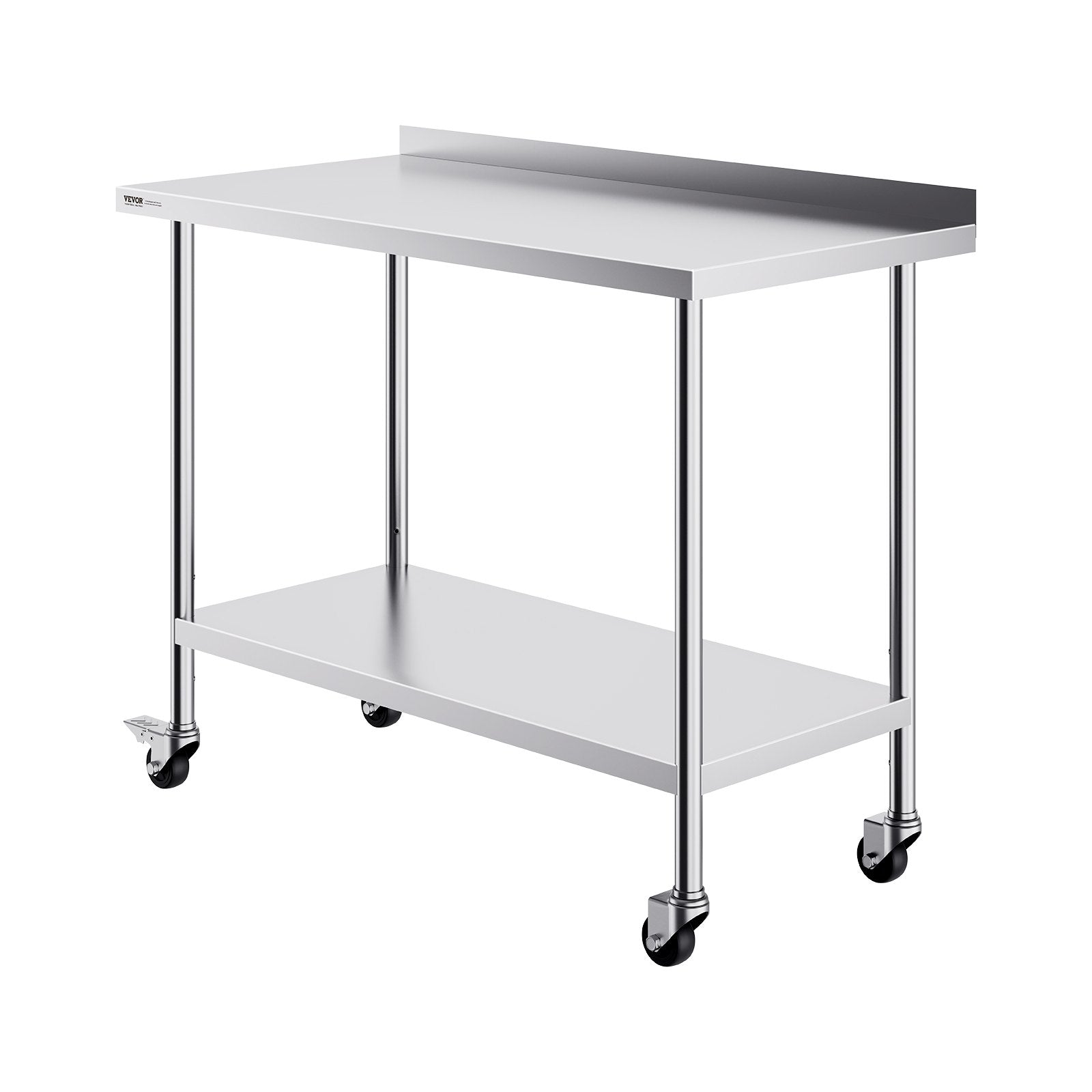 Basketball & Basketball Accessories: VEVOR 24 x 48 x 40 Inch Stainless Steel Work Table, Commercial Food Prep Worktable with Casters, Heavy Duty Prep Worktable, Metal Work Table with Adjustable Height for Restaurant, Home and Hotel