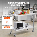 Basketball & Basketball Accessories: VEVOR 24 x 48 x 40 Inch Stainless Steel Work Table, Commercial Food Prep Worktable with Casters, Heavy Duty Prep Worktable, Metal Work Table with Adjustable Height for Restaurant, Home and Hotel