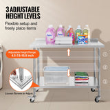 Basketball & Basketball Accessories: VEVOR 24 x 48 x 40 Inch Stainless Steel Work Table, Commercial Food Prep Worktable with Casters, Heavy Duty Prep Worktable, Metal Work Table with Adjustable Height for Restaurant, Home and Hotel
