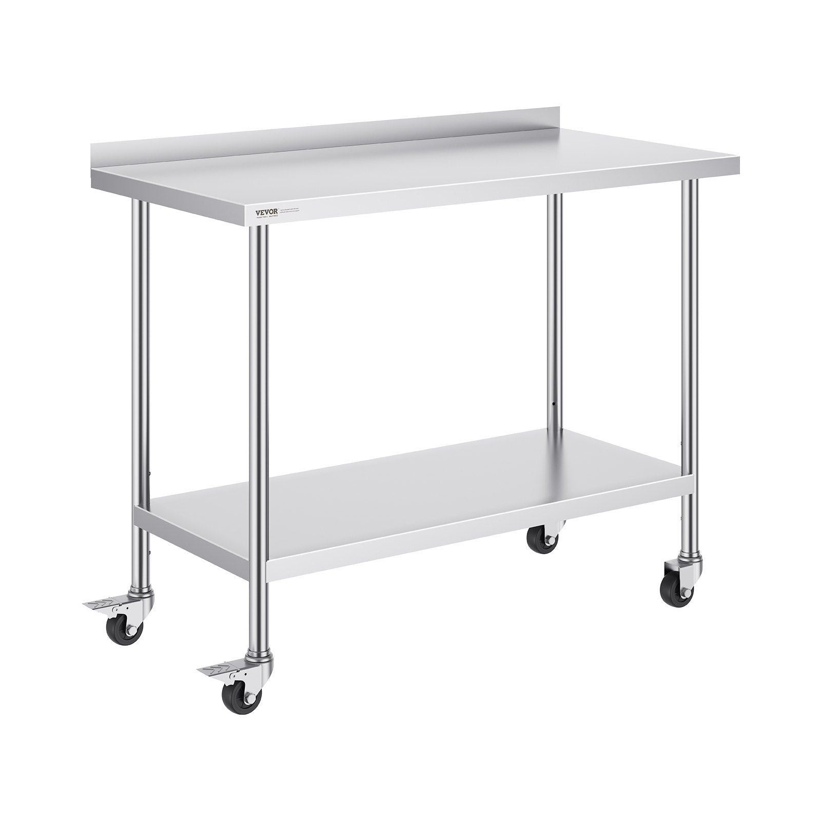 Basketball & Basketball Accessories: VEVOR 24 x 48 x 40 Inch Stainless Steel Work Table, Commercial Food Prep Worktable with Casters, Heavy Duty Prep Worktable, Metal Work Table with Adjustable Height for Restaurant, Home and Hotel