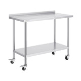 Basketball & Basketball Accessories: VEVOR 24 x 48 x 40 Inch Stainless Steel Work Table, Commercial Food Prep Worktable with Casters, Heavy Duty Prep Worktable, Metal Work Table with Adjustable Height for Restaurant, Home and Hotel