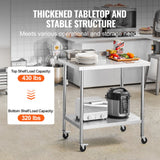 Basketball & Basketball Accessories: VEVOR 24 x 36 x 40 Inch Stainless Steel Work Table, Commercial Food Prep Worktable with Casters, Heavy Duty Prep Worktable, Metal Work Table with Adjustable Height for Restaurant, Home and Hotel
