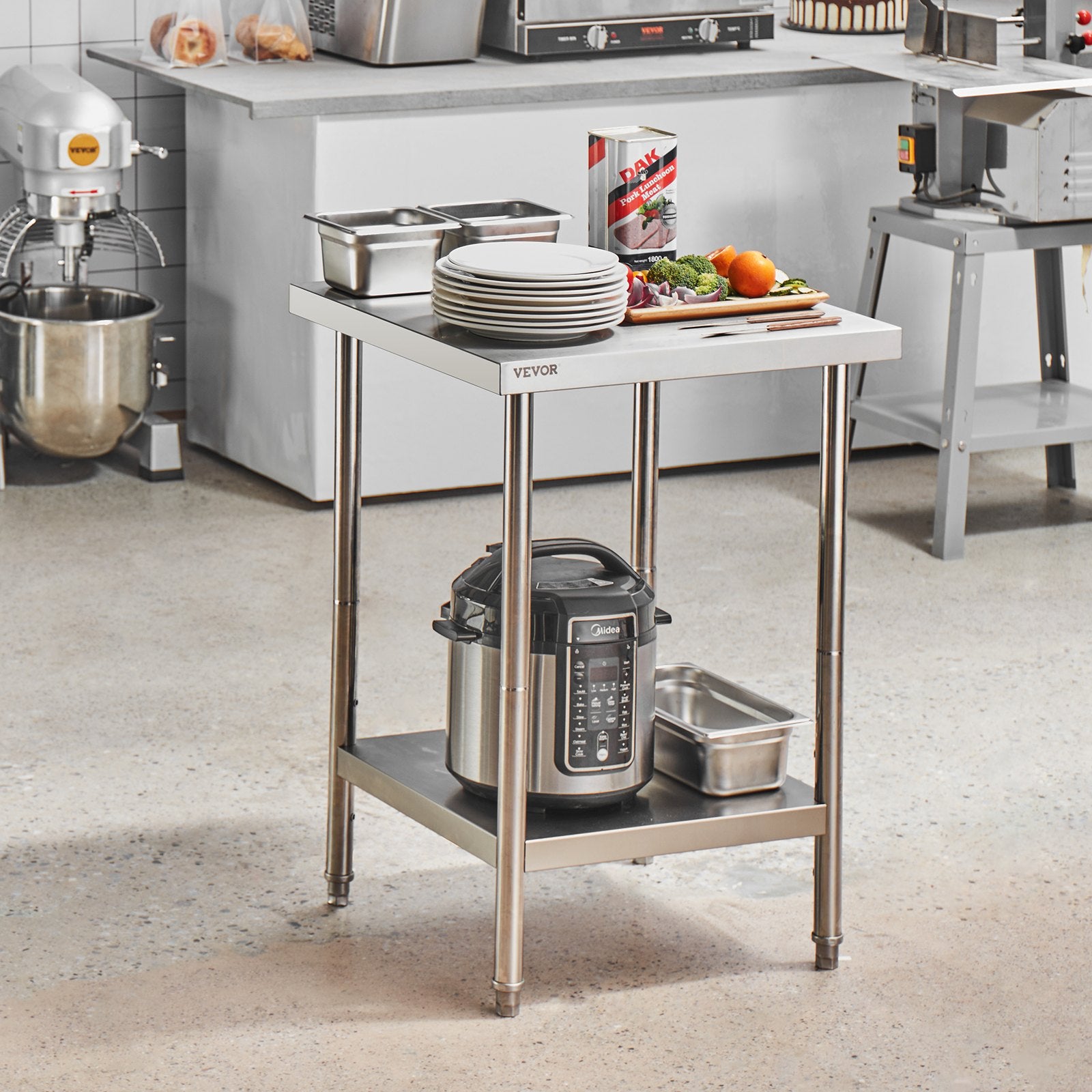 Kid's Tables, Chairs & Seats: VEVOR Stainless Steel Prep Table, 24 x 24 x 34 Inch, Heavy Duty Metal Worktable with 3 Adjustable Height Levels, Commercial Workstation for Kitchen Garage Restaurant Backyard
