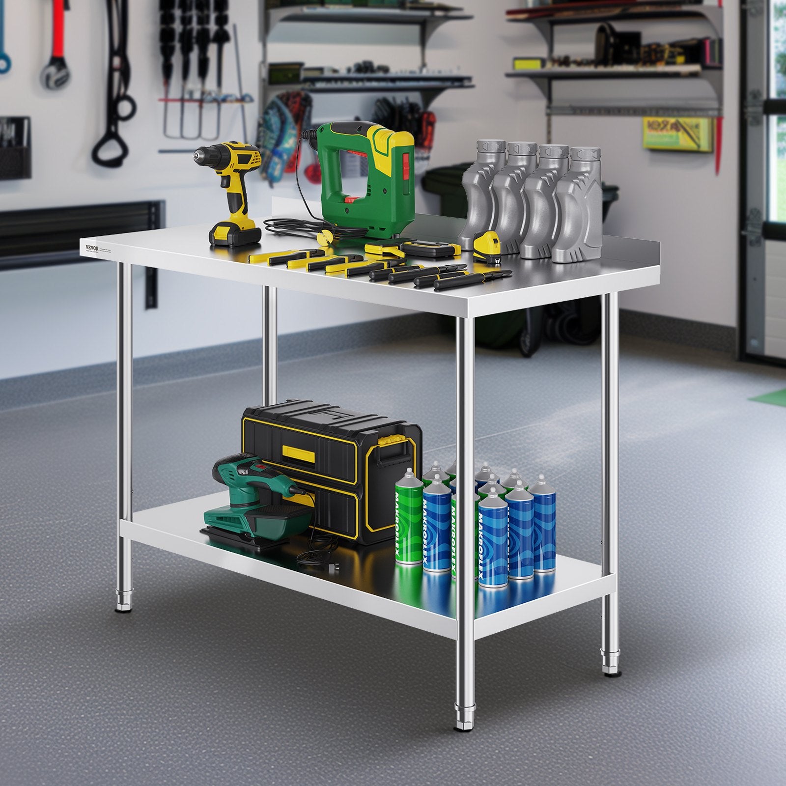 Basketball & Basketball Accessories: VEVOR 24 x 48 x 36 Inch Stainless Steel Work Table, Commercial Food Prep Worktable Heavy Duty Prep Worktable, Metal Work Table with Adjustable Height for Restaurant, Home and Hotel