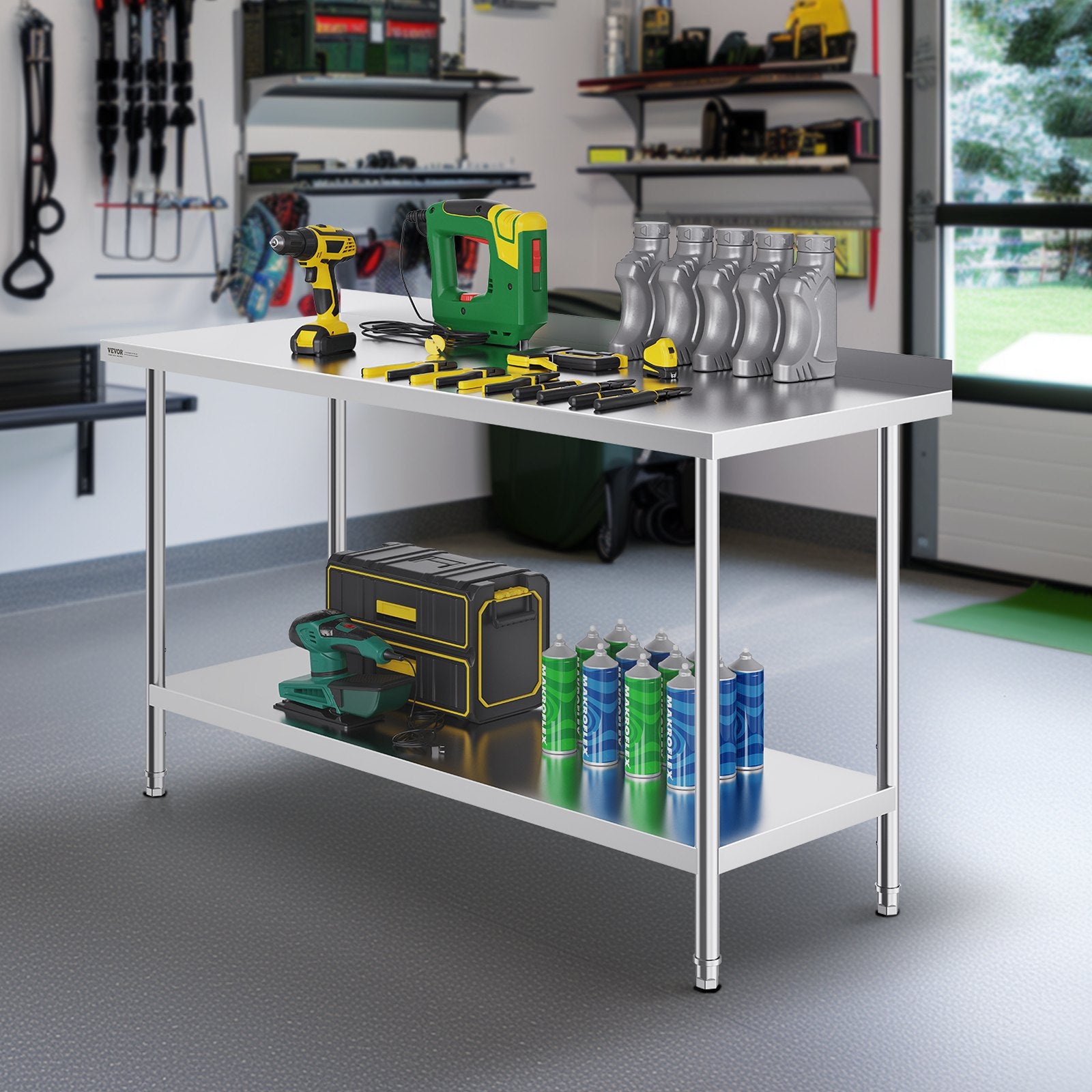 Basketball & Basketball Accessories: VEVOR 24 x 60 x 36 Inch Stainless Steel Work Table, Commercial Food Prep Worktable Heavy Duty Prep Worktable, Metal Work Table with Adjustable Height for Restaurant, Home and Hotel