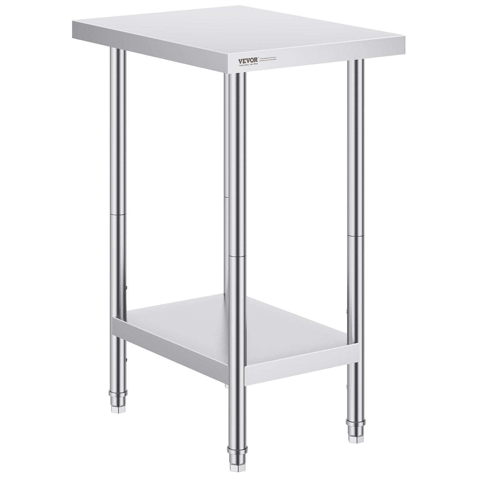 Basketball & Basketball Accessories: VEVOR Stainless Steel Prep Table, 24 x 18 x 34 Inch, Heavy Duty Metal Worktable with 3 Adjustable Height Levels, Commercial Workstation for Kitchen Garage Restaurant Backyard
