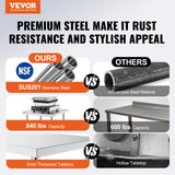 Basketball & Basketball Accessories: VEVOR Stainless Steel Prep Table, 24 x 18 x 34 Inch, Heavy Duty Metal Worktable with 3 Adjustable Height Levels, Commercial Workstation for Kitchen Garage Restaurant Backyard