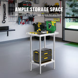 Basketball & Basketball Accessories: VEVOR Stainless Steel Prep Table, 24 x 18 x 34 Inch, Heavy Duty Metal Worktable with 3 Adjustable Height Levels, Commercial Workstation for Kitchen Garage Restaurant Backyard