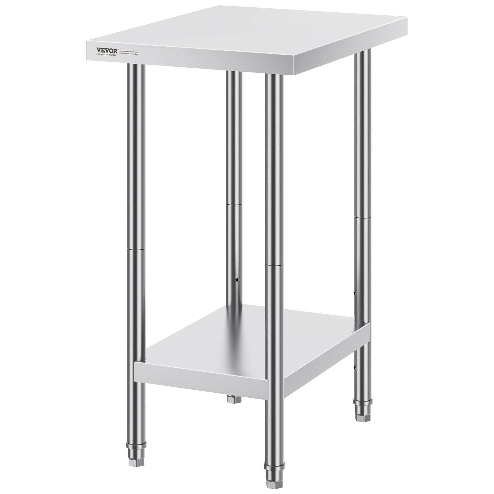 Basketball & Basketball Accessories: VEVOR Stainless Steel Prep Table, 24 x 18 x 34 Inch, Heavy Duty Metal Worktable with 3 Adjustable Height Levels, Commercial Workstation for Kitchen Garage Restaurant Backyard