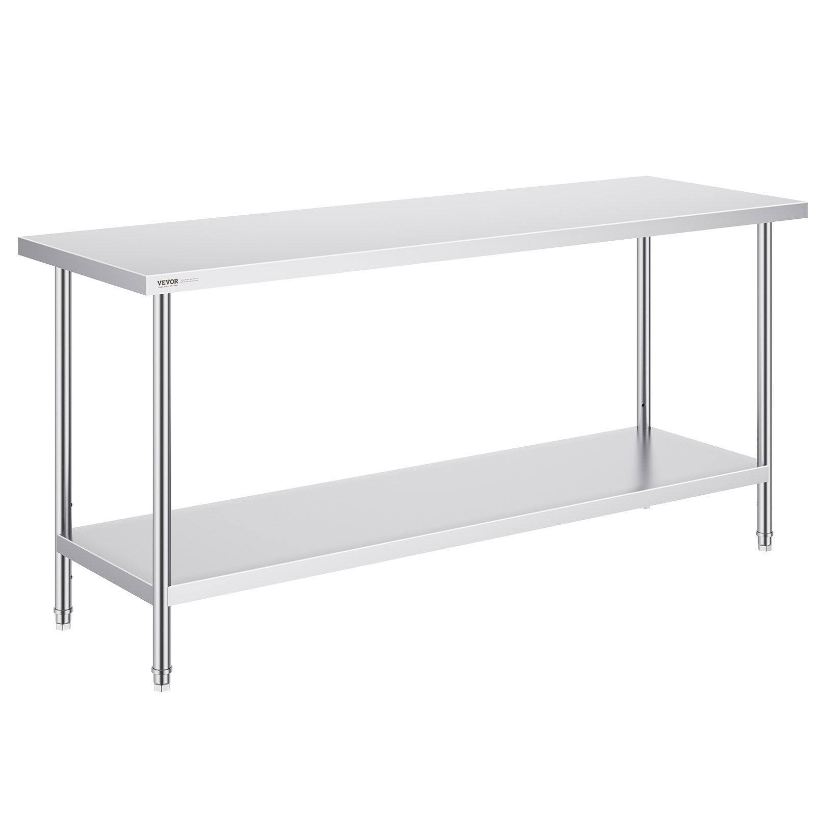 Basketball & Basketball Accessories: VEVOR Stainless Steel Prep Table, 24 x 72 x 34 Inch, Heavy Duty Metal Worktable with 3 Adjustable Height Levels, Commercial Workstation for Kitchen Garage Restaurant Backyard