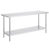 Basketball & Basketball Accessories: VEVOR Stainless Steel Prep Table, 24 x 72 x 34 Inch, Heavy Duty Metal Worktable with 3 Adjustable Height Levels, Commercial Workstation for Kitchen Garage Restaurant Backyard