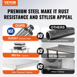 Basketball & Basketball Accessories: VEVOR Stainless Steel Prep Table, 24 x 72 x 34 Inch, Heavy Duty Metal Worktable with 3 Adjustable Height Levels, Commercial Workstation for Kitchen Garage Restaurant Backyard