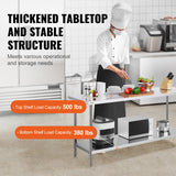 Basketball & Basketball Accessories: VEVOR Stainless Steel Prep Table, 24 x 72 x 34 Inch, Heavy Duty Metal Worktable with 3 Adjustable Height Levels, Commercial Workstation for Kitchen Garage Restaurant Backyard