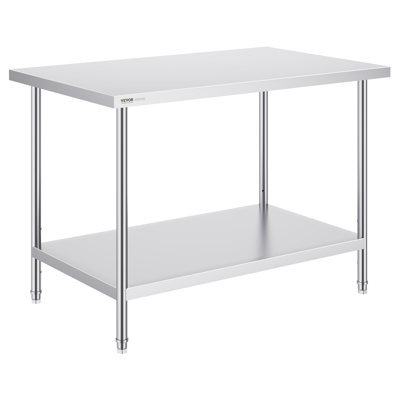 Basketball & Basketball Accessories: VEVOR Stainless Steel Prep Table, 30 x 48 x 34 Inch, Heavy Duty Metal Worktable with 3 Adjustable Height Levels, Commercial Workstation for Kitchen Garage Restaurant Backyard