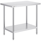 Basketball & Basketball Accessories: VEVOR Stainless Steel Prep Table, 24 x 36 x 34 Inch, Heavy Duty Metal Worktable with 3 Adjustable Height Levels, Commercial Workstation for Kitchen Garage Restaurant Backyard