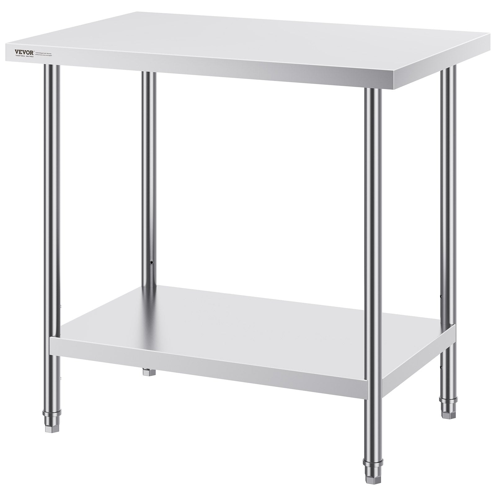 Basketball & Basketball Accessories: VEVOR Stainless Steel Prep Table, 24 x 36 x 34 Inch, Heavy Duty Metal Worktable with 3 Adjustable Height Levels, Commercial Workstation for Kitchen Garage Restaurant Backyard