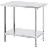 Basketball & Basketball Accessories: VEVOR Stainless Steel Prep Table, 24 x 36 x 34 Inch, Heavy Duty Metal Worktable with 3 Adjustable Height Levels, Commercial Workstation for Kitchen Garage Restaurant Backyard