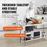 Food Warmers & Chafing Dishes: VEVOR Stainless Steel Work Prep Table Commercial Worktable Food Prep 24x60x34in