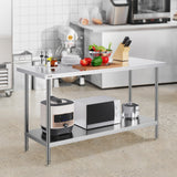 Food Warmers & Chafing Dishes: VEVOR Stainless Steel Work Prep Table Commercial Worktable Food Prep 24x60x34in